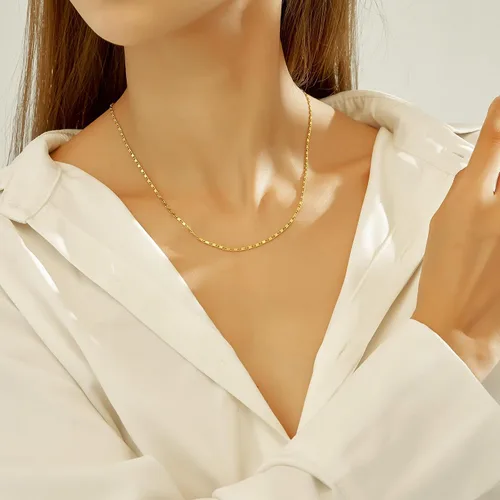 Vista 8 de wgoud Gold Necklace for Women Waterproof,14K Real Gold Plated Herringbone Choker Necklace for Women Trendy, Dainty Gold Chain Necklaces Stack,Simple
