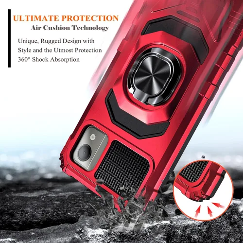Vista 4 de NZND Funda para Nokia C110 con protector de pantalla de vidrio templado (cobertura máxima), protección de cuerpo completo [grado militar], funda Rojo