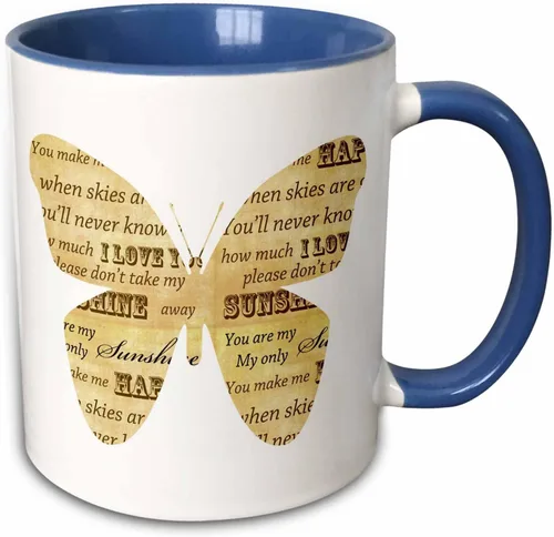 Vista 9 de 3dRose PS Inspirations – You are my sunshine inspiational mariposa – Tazas, Negro/Blanco