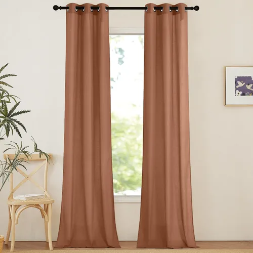Vista 198 de NICETOWN - Cortinas de lino angora para ventana de cocina sobre el fregadero, con ojales, lino grueso angora, tratamientos cortos para ventanas