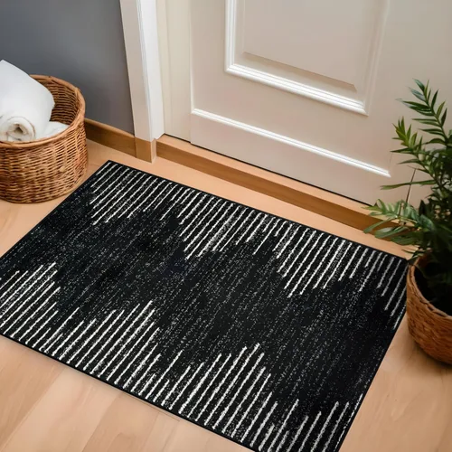 Vista 27 de Rugshop Alfombra bohemia a rayas resistente a las manchas, color beige, 2 x 7 pies