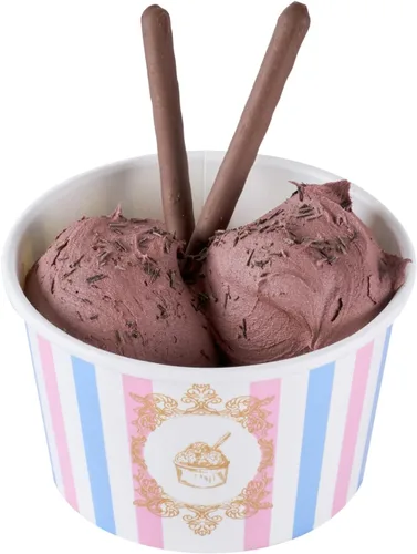 Vista 101 de Restaurantware Coppetta - Vasos de postre de 3 onzas, 50 tazas desechables para helado, tapas se venden por separado, cuencos de papel a cuadros