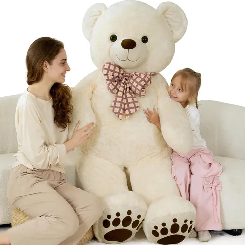 Vista 33 de MorisMos Oso de peluche gigante con corbata de 4 pies, 47 pulgadas, oso de peluche grande clásico, regalo para novia novio en cumpleaños, azul