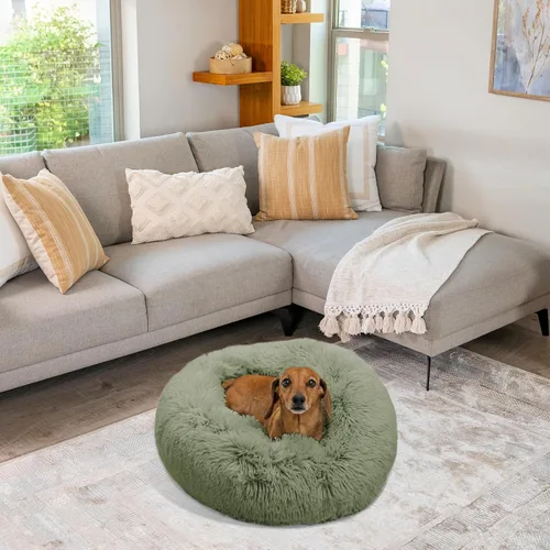 Vista 20 de Best Friends by Sheri - The Original Calming Donut - Cama calmante en forma de dona para perros y gatos - Pelo largo, azul bebé, M, 30 x 30 pulgadas