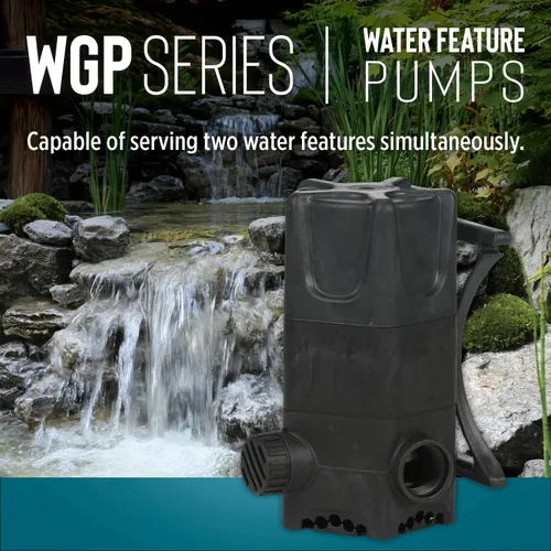 Vista 5 de Little Giant WGP-65-PW 115 Voltios, 1900 GPH Bomba sumergible de doble descarga de accionamiento directo para cascada y estanque, Negra, 566409