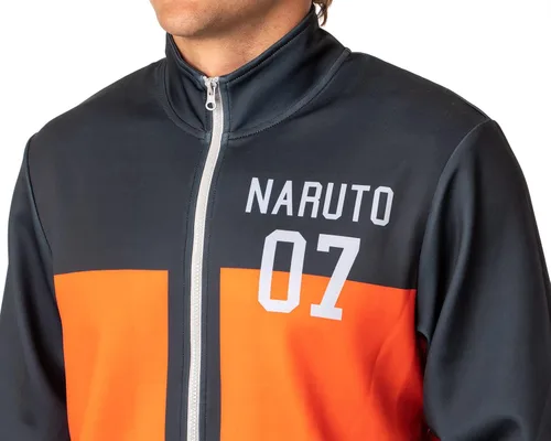 Vista 2 de Bioworld Naruto Shippuden - Chaqueta de disfraz para hombre con símbolo Uzumaki 07, Gris Carbón