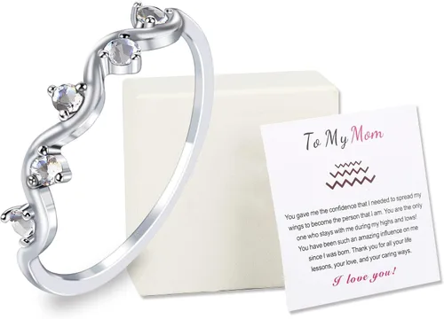 Vista 5 de EACHSTYLE 925 Silver Rings, Inspirational Gift for Her, Fidget Ring, Self Love Ring, Anxiety Ring, Wave Ring, Mom Ring, Daughter Ring, Fidget Rings