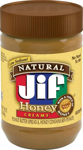 Vista 9 de Jif Natural - Crema de maní natural para untar y miel, 16 onzas, contiene 80 % de cacahuates 7g protein per serving, 7% DV, See nutrition