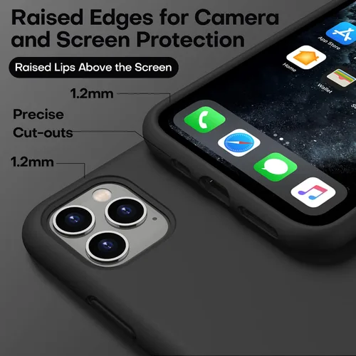 Vista 3 de CellEver Funda de silicona resistente para iPhone 11 Pro, protección militar contra caídas, protección elevada de pantalla y cámara, interior sin