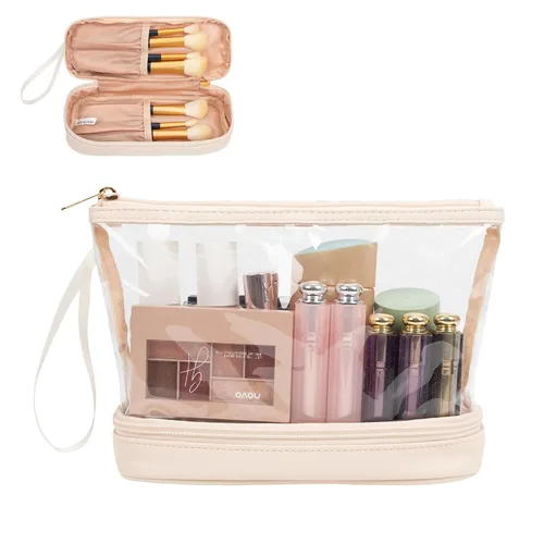 Vista 20 de Ethereal Bolsa de maquillaje de viaje, bolsa de cosméticos transparente, organizador de maquillaje, bolsa de aseo aprobada por la TSA, bolsa