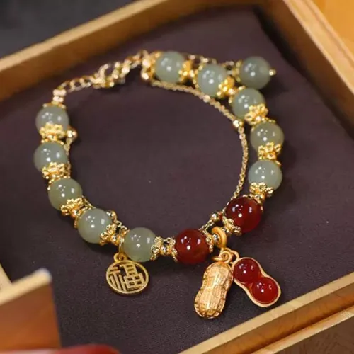 Vista 29 de Pulsera de la suerte para mujeres y hombres, joyería retro sintética con cuentas de ágata, un regalo maravilloso para tus seres queridos