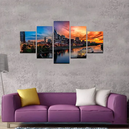 Vista 3 de Nashville Wall Art Nashville TN, impresiones en lienzo (60 x 32 pulgadas)