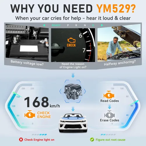Vista 3 de AMTIFO Herramienta de diagnóstico Bluetooth del escáner OBD2, compatible con iOS/Android, datos en tiempo real, probador de batería, Plug and Play