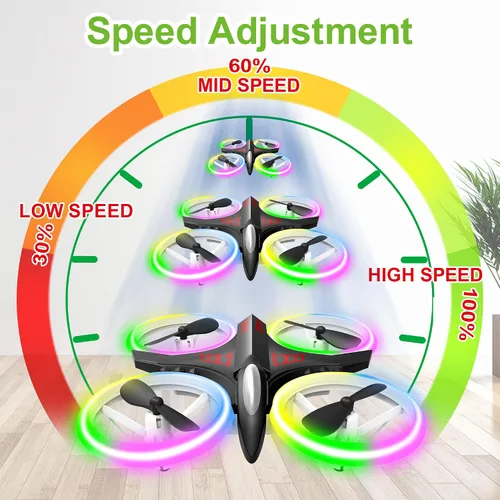 Vista 7 de Dwi Dowellin Mini Dron de 4.9 Pulgadas para Niños a Prueba de Choques Luces LED Despegue y Aterrizaje con Una Tecla Volteretas RC Control Remoto