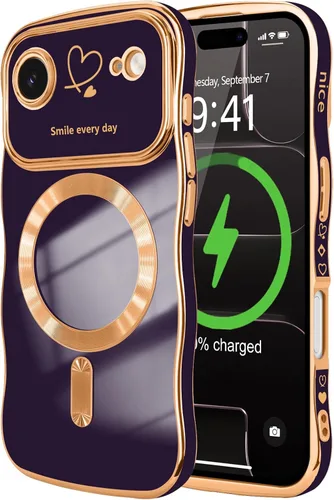 Vista 57 de LCHULLE - Funda magnética para iPhone 13 para mujeres y niñas, con forma ondulada, color azul bebé [Compatible with MagSafe] Cute Curly Wave, Love