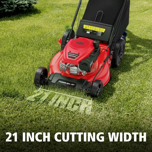 Vista 3 de PowerSmart Cortacésped a gas, cortacésped de empuje de 21 pulgadas con motor OHV de 140 cc, cubierta de acero, bolsa 3 en 1/mantillo/descarga
