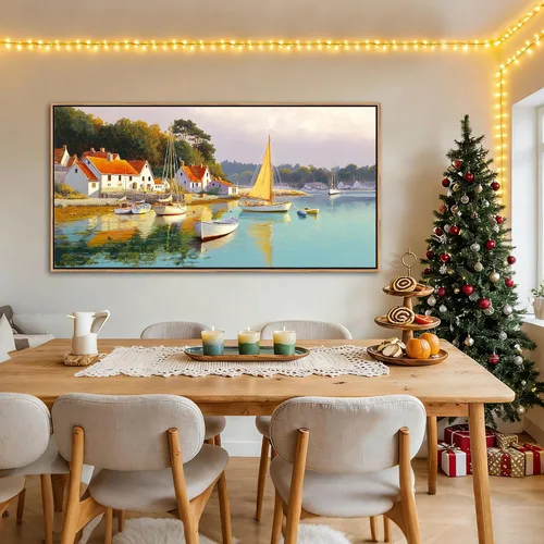 Vista 26 de AJAZIKO Arte de Pared de Vaca de las Tierras Altas - Decoración de Pared de Granja y Campo Rústico, Cuadros Grandes en Lienzo para Sala de Estar