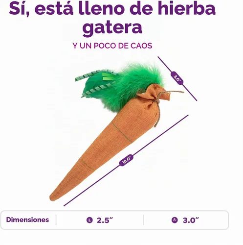 Vista 3 de SmartyKat Kolossal Karrot Crinkle Kicker - Juguete para gatos con hierba gatera, color naranja, Jumbo