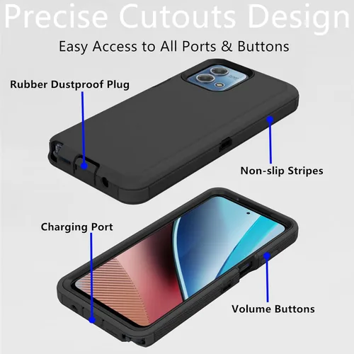 Vista 3 de Funda protectora resistente para Motorola Moto G Stylus 4G 2023, resistente a prueba de polvo, a prueba de golpes, protección contra caídas, 3 en 1