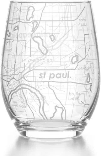 Vista 21 de Well Told Copa de vino sin tallo grabada con mapa de Atlanta, Georgia (15 oz, transparente) - Mapa de ciudad grabado, vaso personalizado, regalos