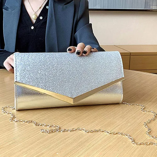 Vista 5 de Bolso de mano de noche con purpurina brillante para mujer, bolso de cadena para boda, fiesta de graduación, regalo para mamá, esposa, novia