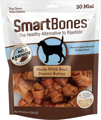 Vista 10 de SmartBones Mini masticables con carne de res real, 24 unidades, masticables sin piel cruda para perros