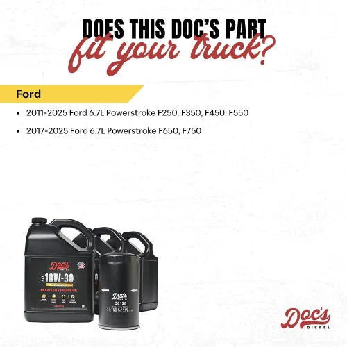 Vista 2 de Doc's Diesel Kit de cambio de aceite sintético completo 10W-30 D6128+DOCS10W30-3 Compatible con Ford 6.7L Powerstroke 2011-2025