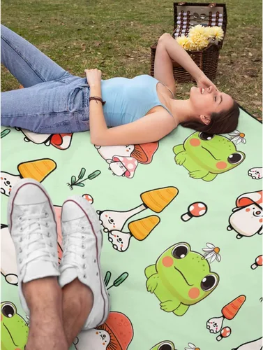 Vista 7 de Manta de rana y hongos, manta suave y acogedora de franela para sofá, cama, sala de estar, 40 x 30 pulgadas (XS) para mascotas