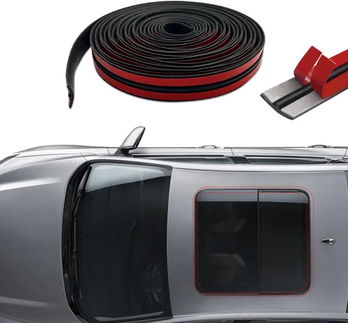 Vista 8 de HAOBO Burlete de 23 pies para automóvil, burlete automotriz, forma de T, sello de techo corredizo con autoadhesivo, borde de goma impermeable