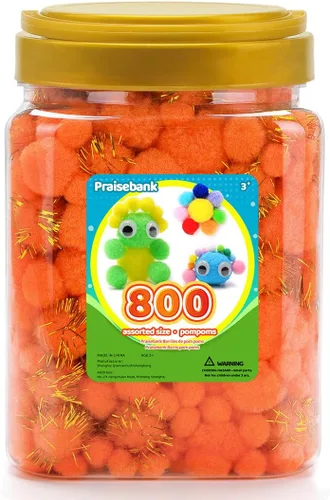 Vista 42 de Praisebank Pompones Negros - 2000 piezas, 1cm, Ideales para Artes y Manualidades, Bolas de Pompón en Frasco