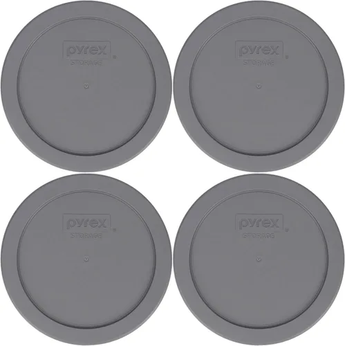 Vista 8 de Pyrex 7201-PC 4-Cup Puddle Grey Tapa de almacenamiento de alimentos - Hecho en Estados Unidos Plástico sin BPA, forma redonda, cubierta