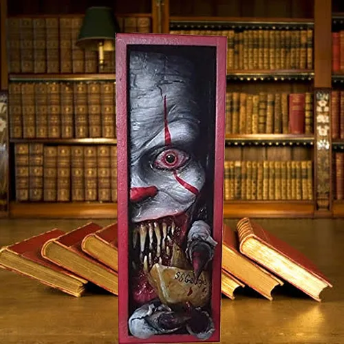 Vista 5 de Escultura de la biblioteca brillante de 7.8 pulgadas, decoración de Halloween, sujetalibros personalizados, mirando en la estantería, decoración