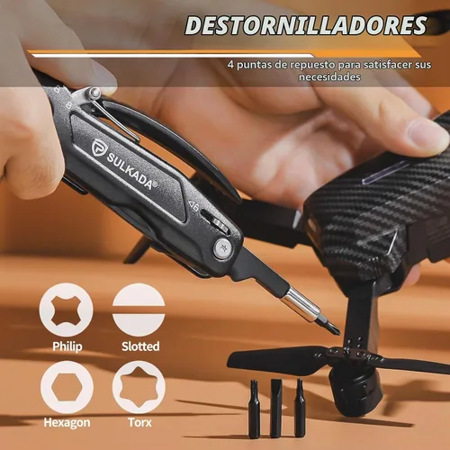 Vista 5 de Regalos para hombres, martillo multiherramienta 15 en 1, accesorios de campamento, equipo de supervivencia, relleno de calcetines