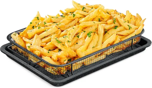 Vista 11 de Bakken Swiss - Bandeja para freidora de aire, 2 en 1, antiadherente, de cobre, con malla elevada, ideal para horno, para hornear y alimentos