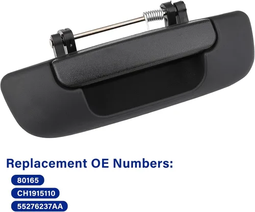 Vista 6 de Pestillo de manija del portón trasero para Dodge Ram 1500 2500 3500 2002-2009, sustituye a 80165, 55276237AA, negro