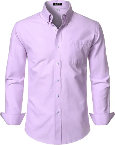 Vista 22 de JEMITOP Camisas de manga larga Oxford ligeras para hombre
