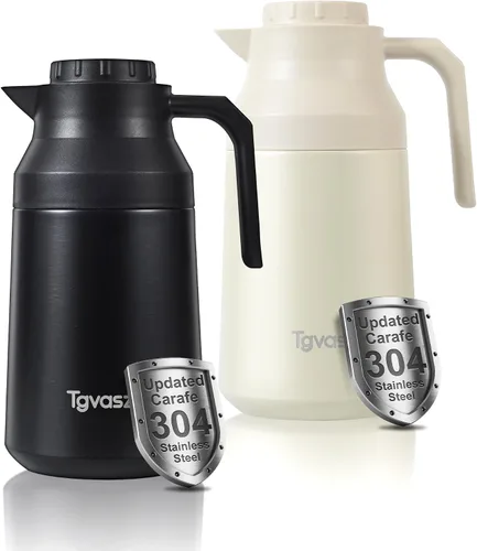 Vista 8 de 2 jarras térmicas de café de acero inoxidable aisladas para líquidos calientes, al vacío, jarra térmica, dispensador de jarra para mantener la leche