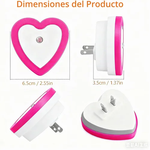 Vista 7 de Luces Nocturnas LED Enchufables (Paquete de 2), Sensor de Anochecer a Amanecer Encendido/Apagado Automático, Bonita Luz Nocturna en Forma de Corazón