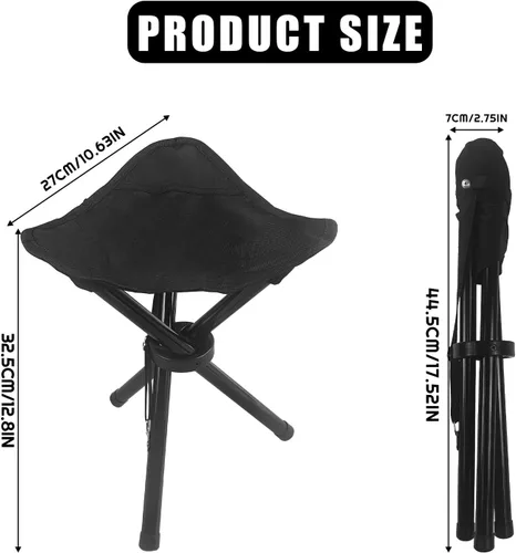 Vista 2 de Taburete plegable de viaje, asiento de trípode para exteriores, sillas de camping plegables, silla de pesca para camping, fiesta, montañismo
