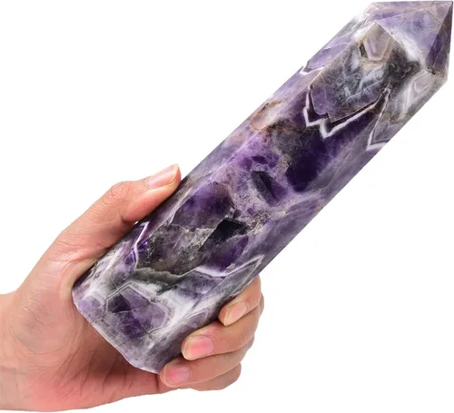 Vista 15 de AMOYSTONE Dream Amethyst - Varita hexagonal con 6 pilares facetados individuales de 0.6-1 libras para reiki, meditación, colección, decoración