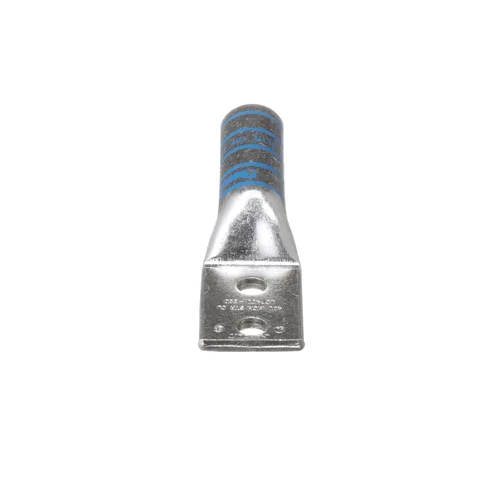 Vista 6 de Panduit LCC2-38D-Q Tapón de compresión de cobre de dos agujeros, barril largo, #2 AWG, orificio para perno de 3/8 pulgadas, espaciado entre
