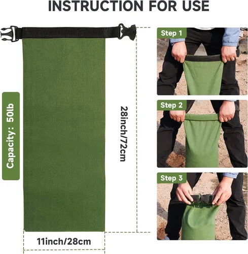 Vista 3 de Bolsas de arena con barrera de agua contra inundaciones, 4 bolsas de arena de lona larga gruesa con hebilla de inserción, barrera de inundación