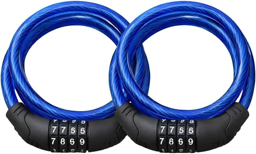Vista 11 de Candado de bicicleta de combinación de acero flexible de 4 pies con mecanismo de autoajuste, 0.394 pulgadas de grosor con cubierta de PVC, código