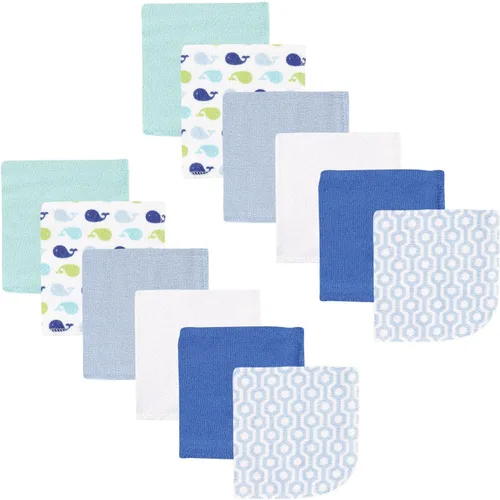 Vista 12 de Luvable Friends Paños unisex de algodón para bebé, color azul sólido, talla única