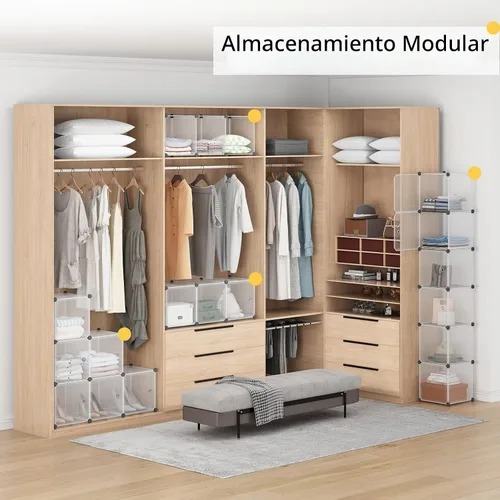 Vista 6 de Aeitc 16 cubos de almacenamiento, cubos de 14 x 14 pulgadas, más resistentes (añade panel de alambre), organizador de ropa de bricolaje