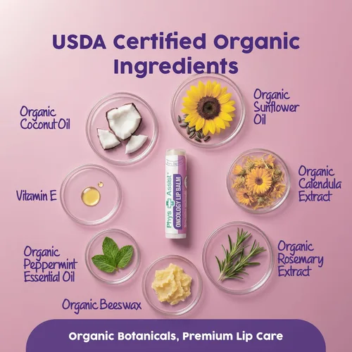 Vista 5 de PhysAssist Oncology Lip Balm USDA Organic - Cuidado de labios hidratante paquete de 3 Para labios secos, resecos y sensibles, caléndula orgánica