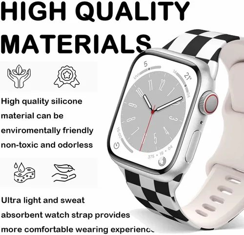 Vista 4 de Watch Band Compatible with Apple Watch 38mm 40mm 41mm 42mm 44mm 45mm for Women Men Sport Silicone Wristbands Strap for IWatch Series 7 6 5 4 3 2 1