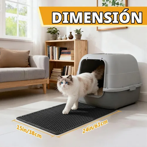 Vista 2 de Pieviev - Alfombrilla grande para arena de gato Negro