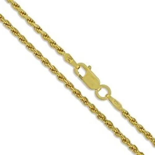 Vista 3 de Silvadi Cadena de cuerda de plata de ley 925 chapada en oro amarillo de 22 quilates fabricada en Italia (24), Metal