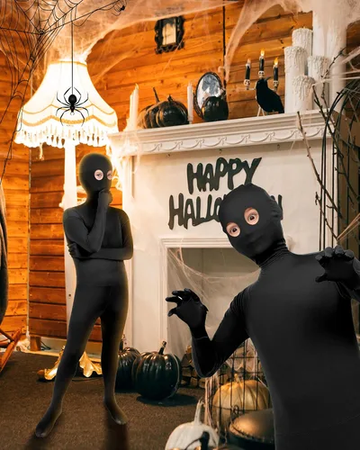 Vista 5 de Traje Zentai unisex de cuerpo completo para Halloween, traje invisible para niños, disfraz de Zentai para niñas y niños para cosplay